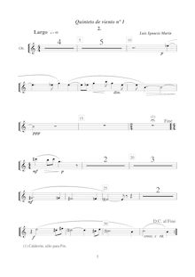 Partition hautbois, Quinteto de viento No.1, Marín García, Luis Ignacio