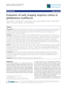 Evaluation of early imaging response criteria in glioblastoma multiforme