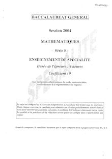 Baccalaureat 2004 mathematiques specialite scientifique