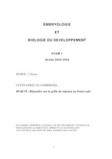 Embryologie 2004 Université Paris 12