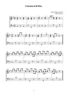 Partition complète, Chaconne, B♭ major, Bach, Johann Bernhard