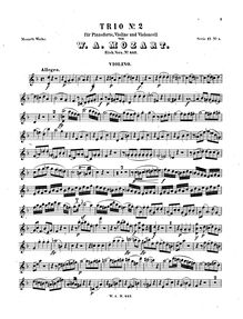 Partition de violon, Piano Trio, D minor, Mozart, Wolfgang Amadeus