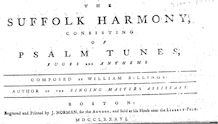 Partition complète, pour Suffolk Harmony, Consisting of Psalm Tunes, Fuges et hymnes