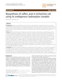 Biosynthesis of caffeic acid in Escherichia coliusing its endogenous hydroxylase complex
