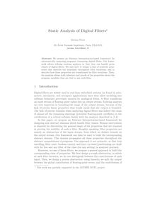 Static Analysis of Digital Filters