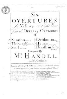Partition parties complètes, ouvertures, Opera and Oratorio Overtures par George Frideric Handel