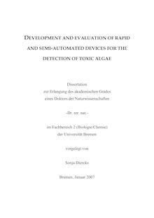 Development and evaluation of rapid and semi-automated devices for the detection of toxic algae [Elektronische Ressource] / vorgelegt von Sonja Diercks