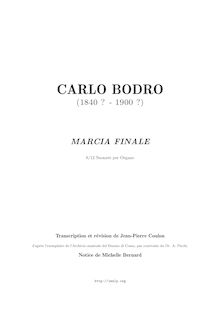 Partition , Marcia finale, 12 Suonate per organo, Bodro, Carlo