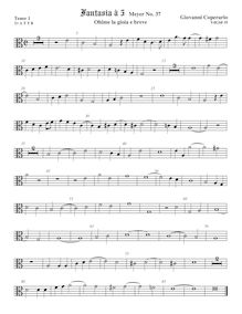 Partition ténor viole de gambe 2, alto clef, Fantasia pour 5 violes de gambe, RC 58