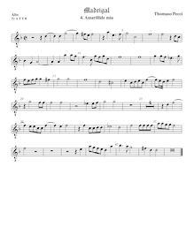 Partition ténor viole de gambe 1, octave aigu clef, Madrigali a cinque voci par Tommaso Pecci