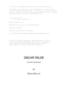 Oscar Wilde - An Idler s Impression