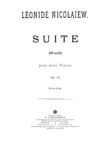 Partition complète, Suite (H-moll), pour deux pianos, B minor, Nikolaev, Leonid Vladimirovich