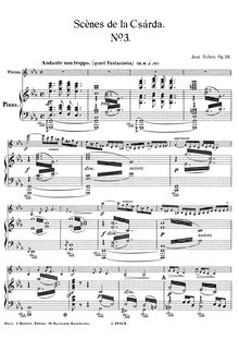 Partition de piano, Scènes de la Csárda No.3 pour violon avec accompagnement d orchestre ou de piano