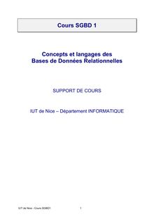 Cours SGBD 1 Concepts et langages des Bases de Données ...