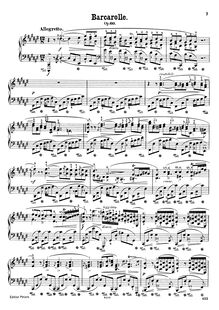 Partition complète (filter), Barcarolle, F♯ major, Chopin, Frédéric par Frédéric Chopin