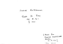 Partition No.1 en G minor, 3 Piano sonates, Op.4, Kalkbrenner, Friedrich Wilhelm par Friedrich Wilhelm Kalkbrenner