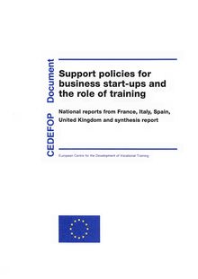 Support policies for business start-ups and the role of training