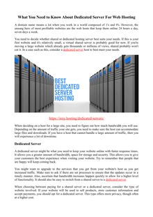 What You Need to Know About Dedicated Server For Web Hosting