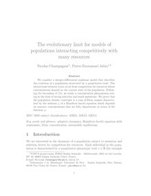 The evolutionary limit for models of populations interacting competitively with