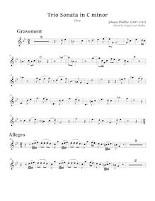Partition hautbois , partie, Trio Sonata en C minor, C minor, Pfeiffer, Johann
