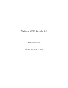 Webgenz CMS Tutorial 1.0