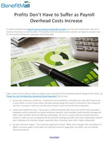 Profits Don’t Have to Suffer as Payroll Overhead Costs Increase