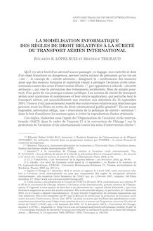 La modélisation informatique des règles de droit relatives à la sûreté du transport aérien international - article ; n°1 ; vol.53, pg 672-696