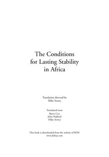 Les  Cahiers  de  la Revue Défense Nationale - The  Conditions for  Lasting  Stabilityin  Africa