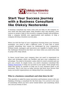 Start Your Success Journey with a Business Consultant like Oleksiy Nesterenko