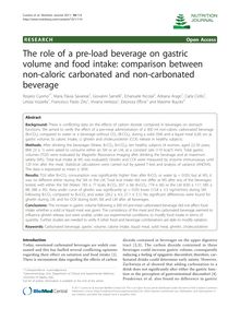 The role of a pre-load beverage on gastric volume and food intake: comparison between non-caloric carbonated and non-carbonated beverage