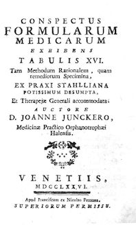 Conspectus formularium medicarum... ex praxi stahlliana... et therapeiae generali accommodata