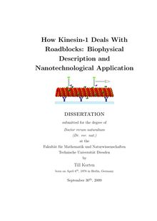 How kinesin-1 deals with roadblocks [Elektronische Ressource] : biophysical description and nanotechnological application / by Till Korten
