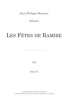 Partition flûte 2, Les Fêtes de Ramire, Acte de ballet, Rameau, Jean-Philippe