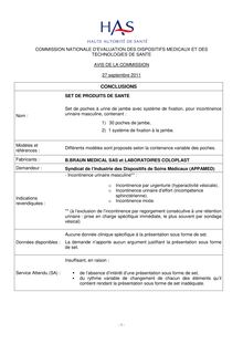 SET DE PRODUITS DE SANTE Urologie - 27 septembre 2011 (3864) avis