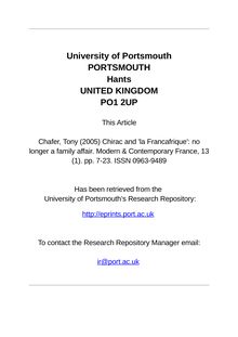 University of Portsmouth PORTSMOUTH Hants UNITED KINGDOM PO1 2UP