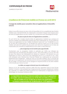 Médiamétrie : L audience de l internet mobile en France en avril 2013
