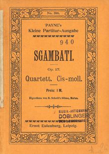 Partition complète, corde quatuor, Op.17, C♯ minor, Sgambati, Giovanni