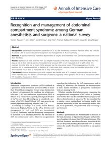 Recognition and management of abdominal compartment syndrome among German anesthetists and surgeons: a national survey