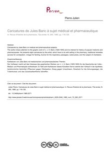 Caricatures de Jules Baric à sujet médical et pharmaceutique - article ; n°265 ; vol.73, pg 116-126
