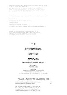 The International Monthly Magazine, Volume 1,  No. 1, August 1850 - of Literature, Science and Art.
