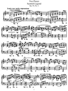 Partition complète, 2 Piano pièces, Op.54, Scottish Legend & Gavotte Fantastique