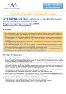 SYSTEME METS - CNEDiMTS du 06 octobre 2009 (2211) - METS-06 octobre 2009 (2211) synthèse d avis