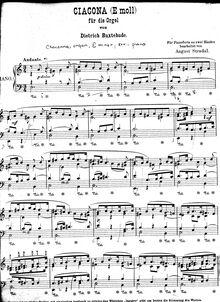 Partition complète, Ciacona pour orgue en E minor, BuxWV 160, Buxtehude, Dietrich