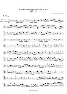 Partition enregistrement  solo, Brandenburg Concerto No.2, F major