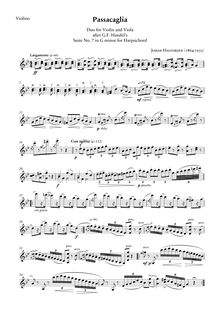 Partition de violon (petit size, fits on 3 pages), Passacaglia pour violon et viole de gambe