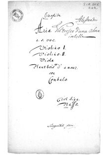 Partition Aria di Alessandro: Vil trofeo d una alma(A + hautbois d amore, 2 violons, viole de gambe, continuo), Cleofide