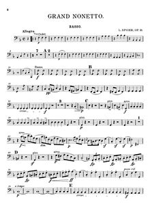 Partition Doublebass, Nonet, Op.31, Grand Nonetto, F Major, Spohr, Louis
