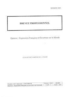 Expression française et ouverture sur le monde 2005 BP - Serrurerie-métallerie