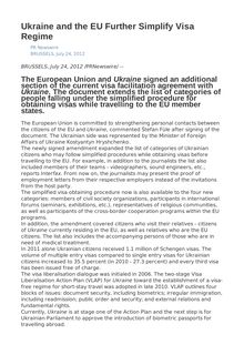 Ukraine and the EU Further Simplify Visa Regime