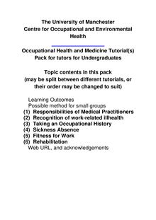 Occupational Health and Medicine Tutorial Pack